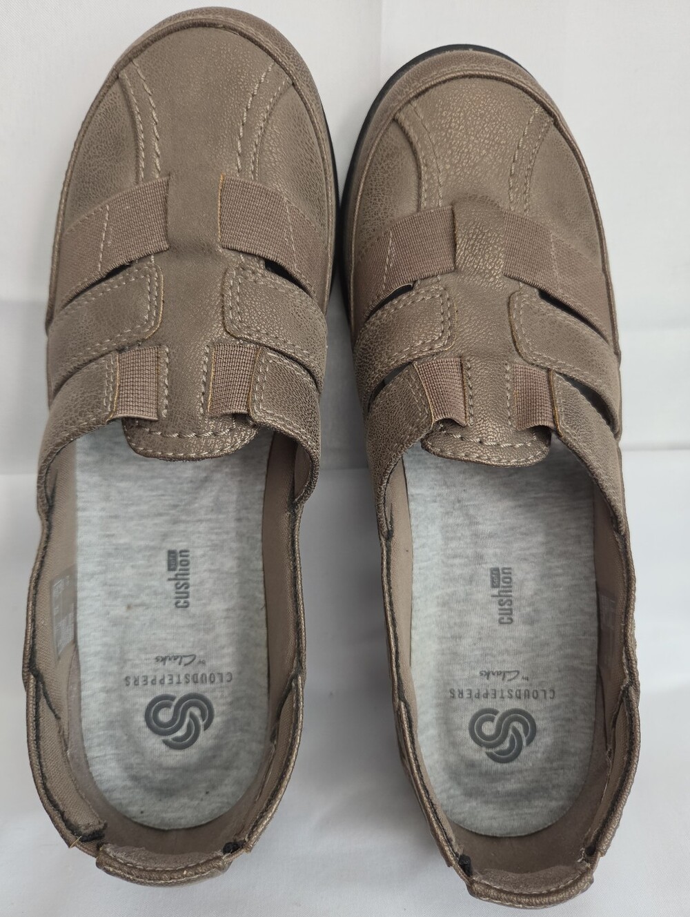 Clarks Cloudsteppers Women's Comfort Slip-On Shoes — Taupe 7 1/2